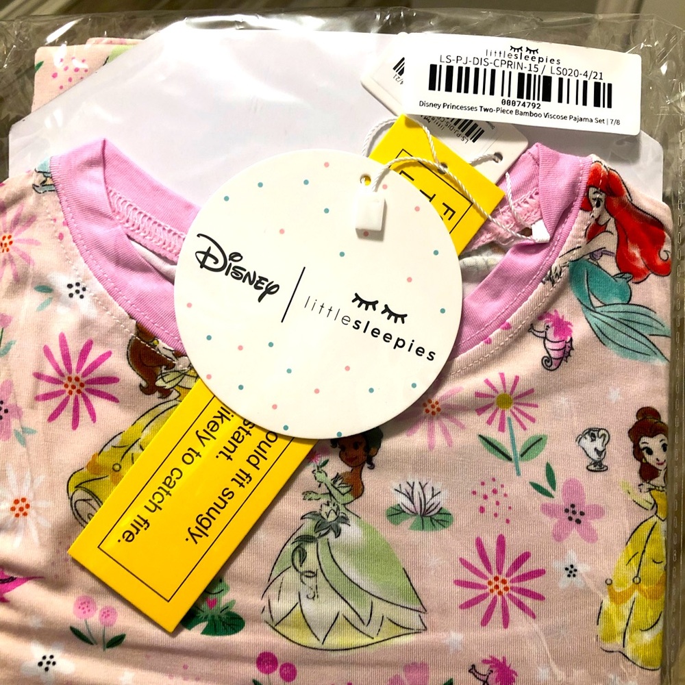 NWT little sleepies Disney princesses size 7/8
